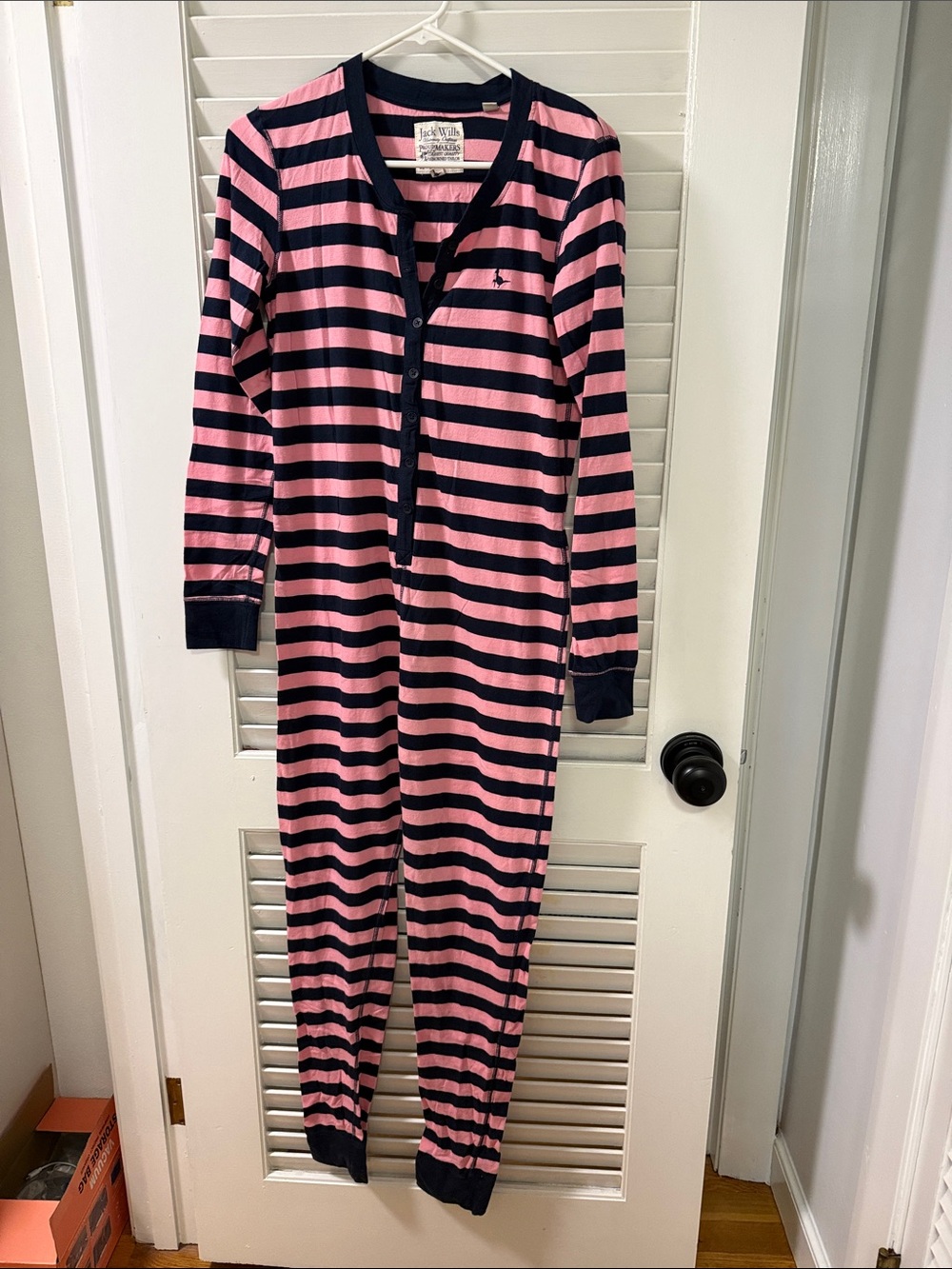 Jack Wills Pink and Navy Striped Women's One-Piece Pajama